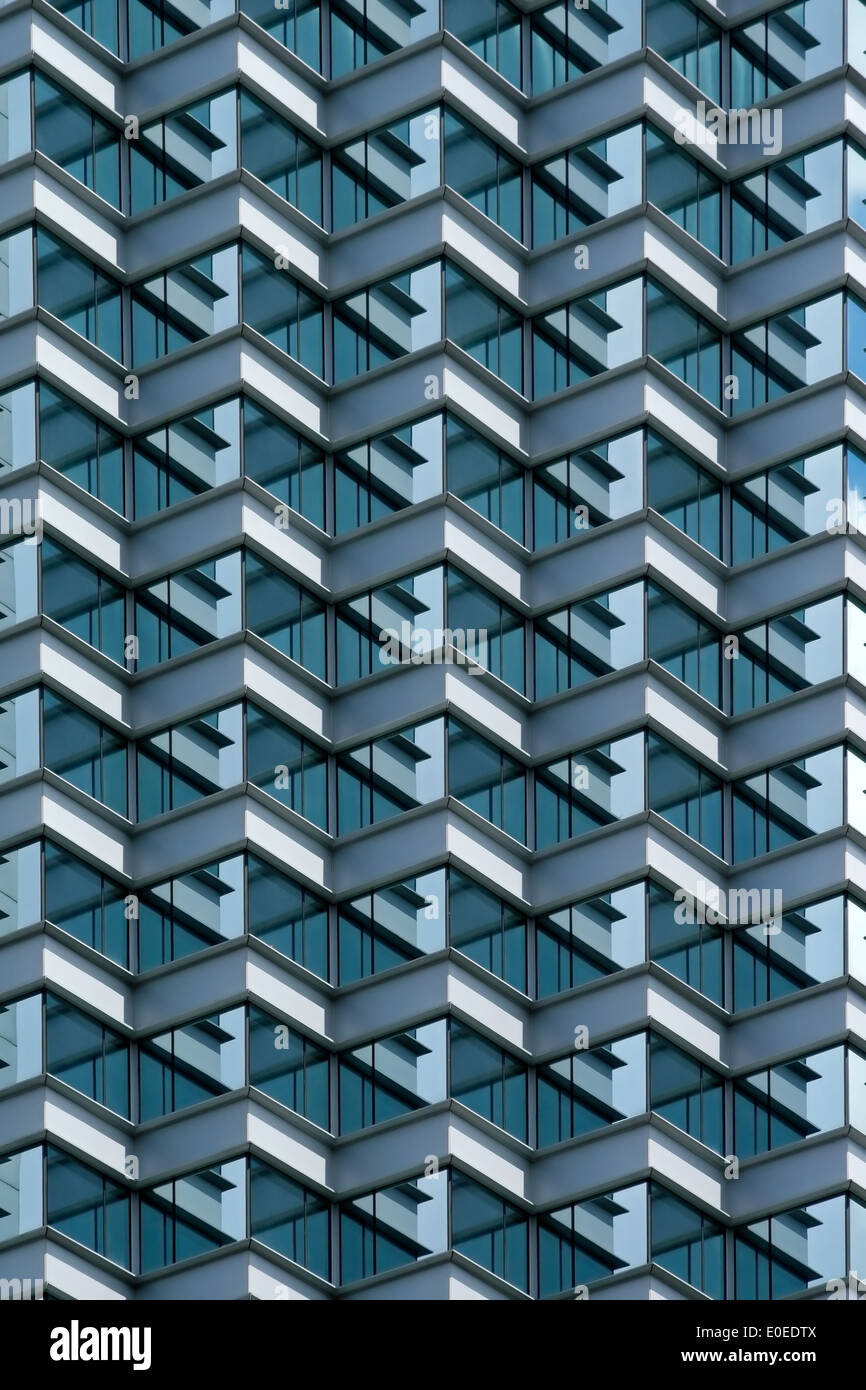 Abstract architectural pattern of a tall, modern city building Stock Photo
