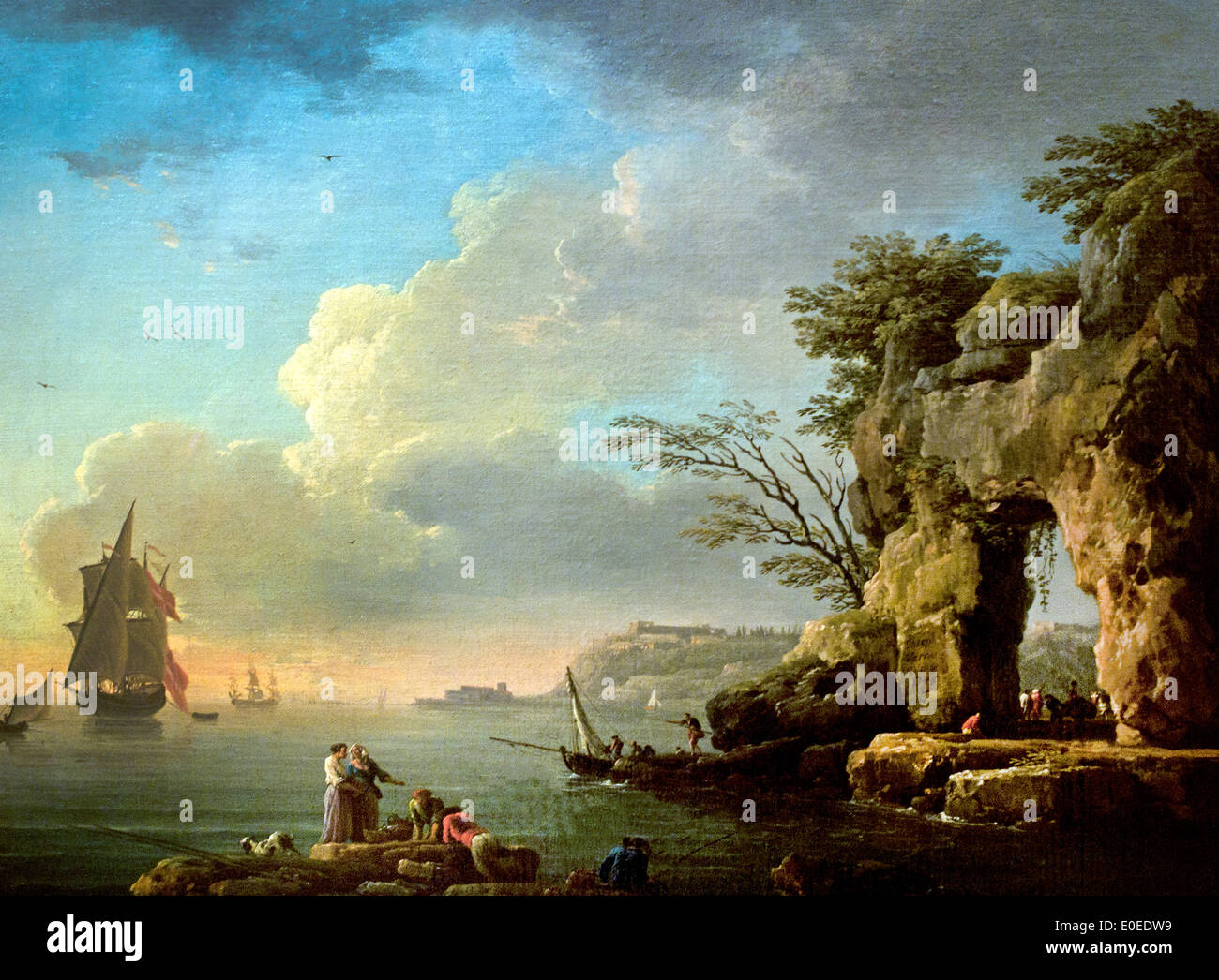 A calm Sea 1748 Claude Joseph Vernet 1714-1789 France French Stock Photo