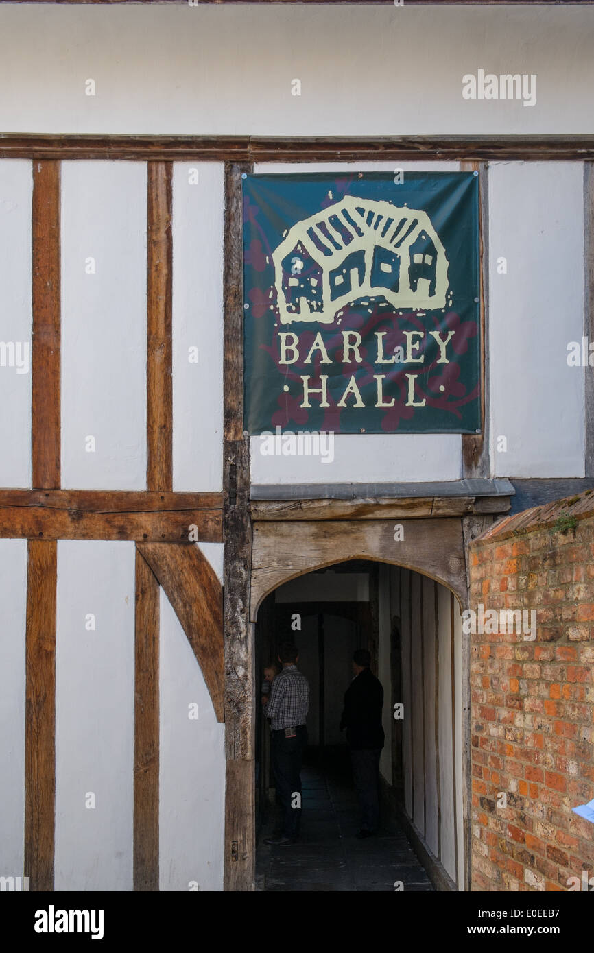 Timber Frame Building known as Barley Hall in York City Centre. Stock Photo