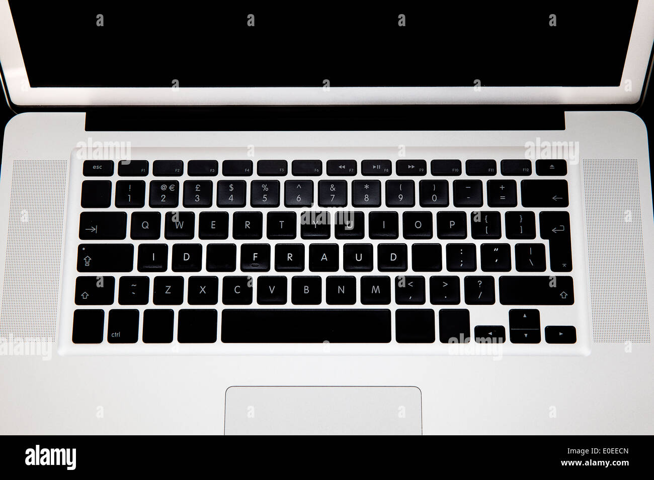 Computer keyboard with word spelled out, I.D. Fraud Stock Photo