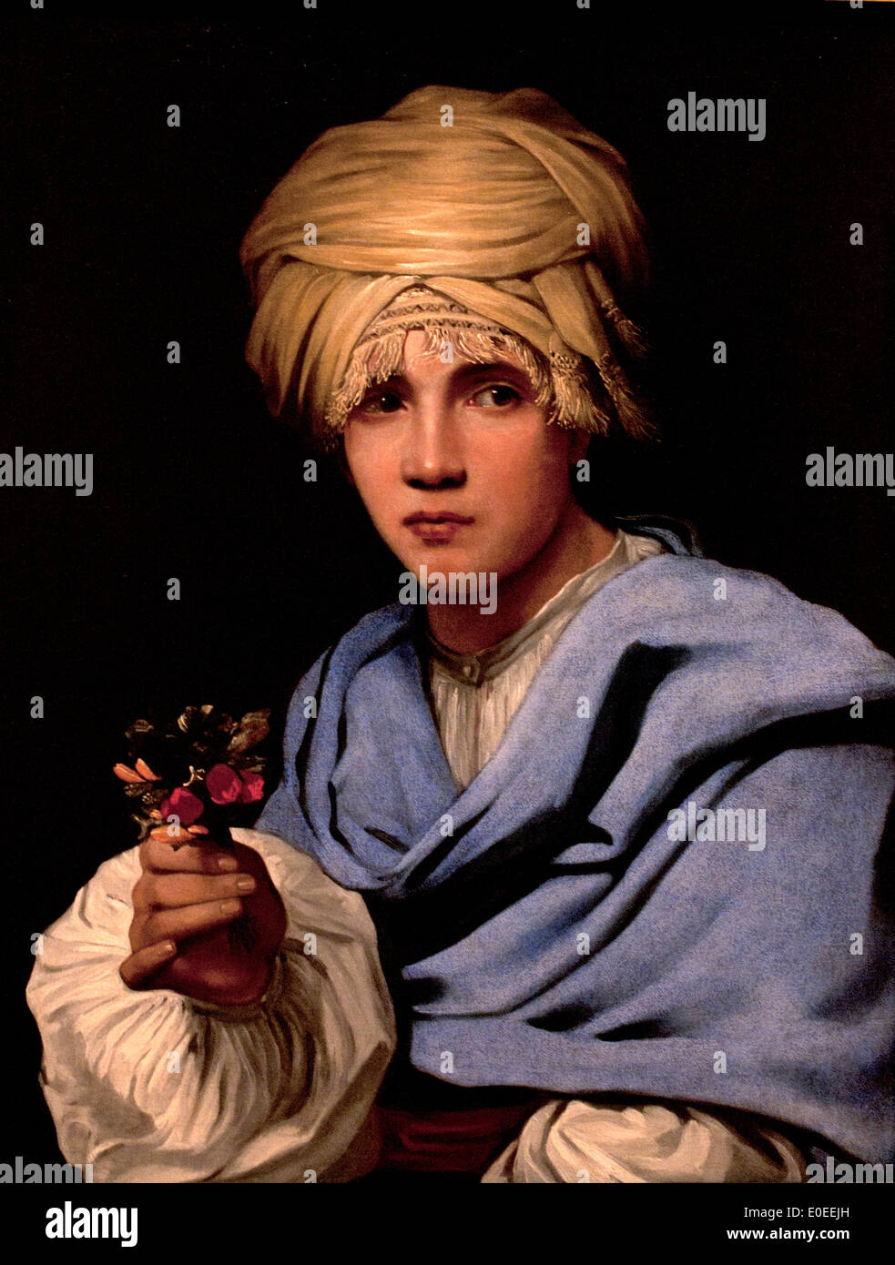 Boy in a Turban holding a Nosegay ca. 1661 Michiel Sweerts 1624-1664 Flemish Belgian Belgium Stock Photo