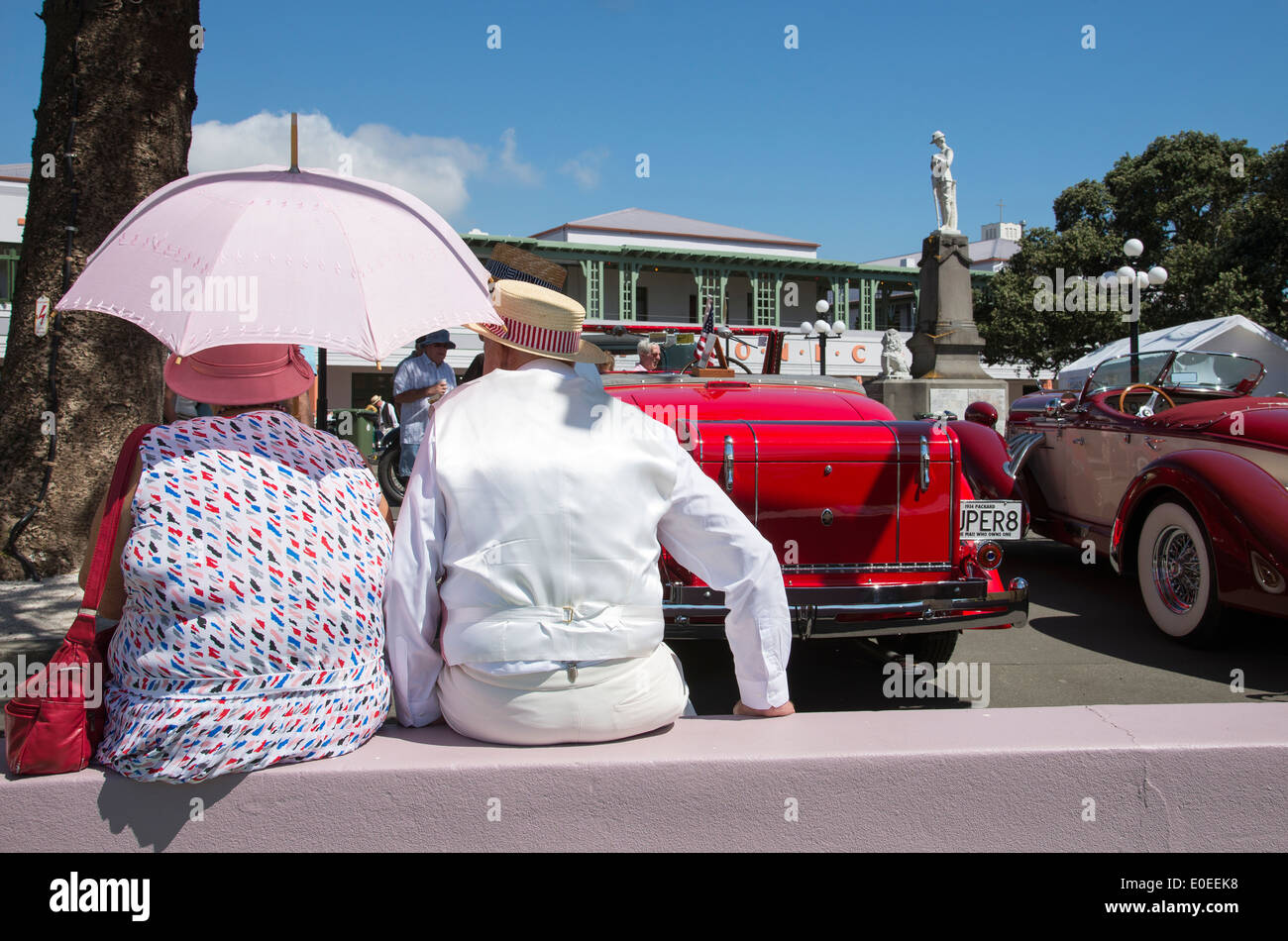 Art Deco weekend with classic cars in Napier New Zealand The Hawkes Bay region Stock Photo