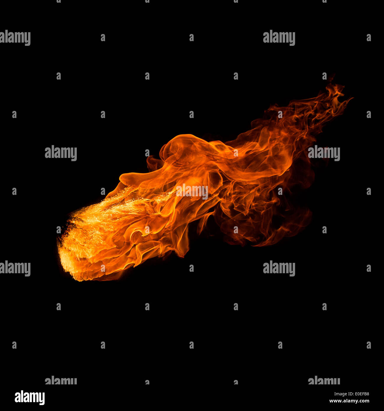 Fire isolated on black background. Stock Photo