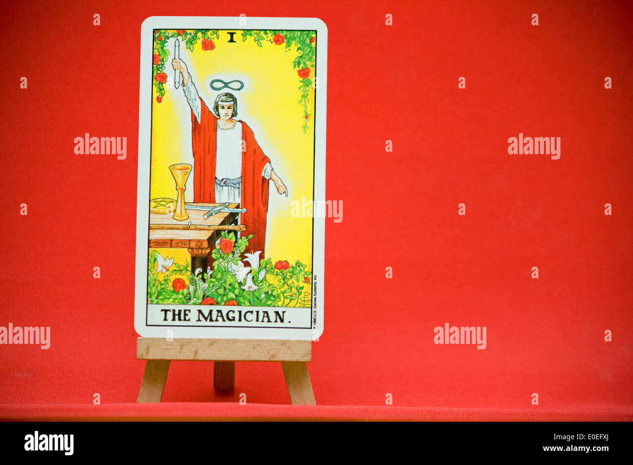 The Magician. A major arcana tarot card from the Universal Waite deck. Stock Photo