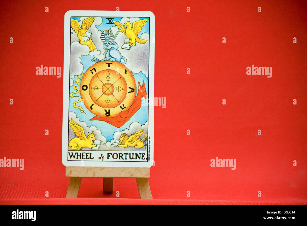 The wheel of fortune. A major Arcana card from the Universal Waite tarot deck. Stock Photo