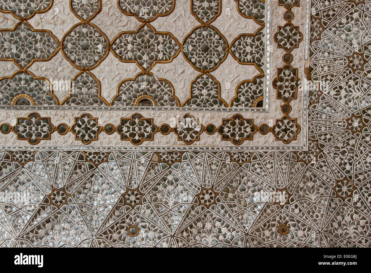 India, Rajasthan, Amer, Amer Palace Fort Interior detail Stock Photo