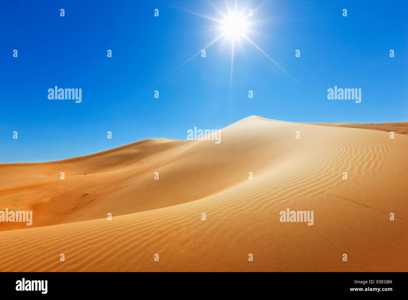 Sand dune, nature landscape with sun on the top Stock Photo