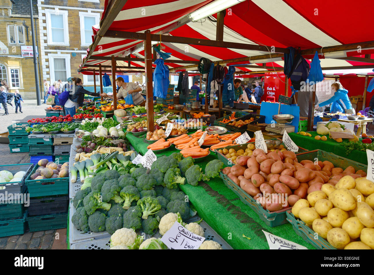 Fruit and vegetable stall at Saturday Market, Market Square