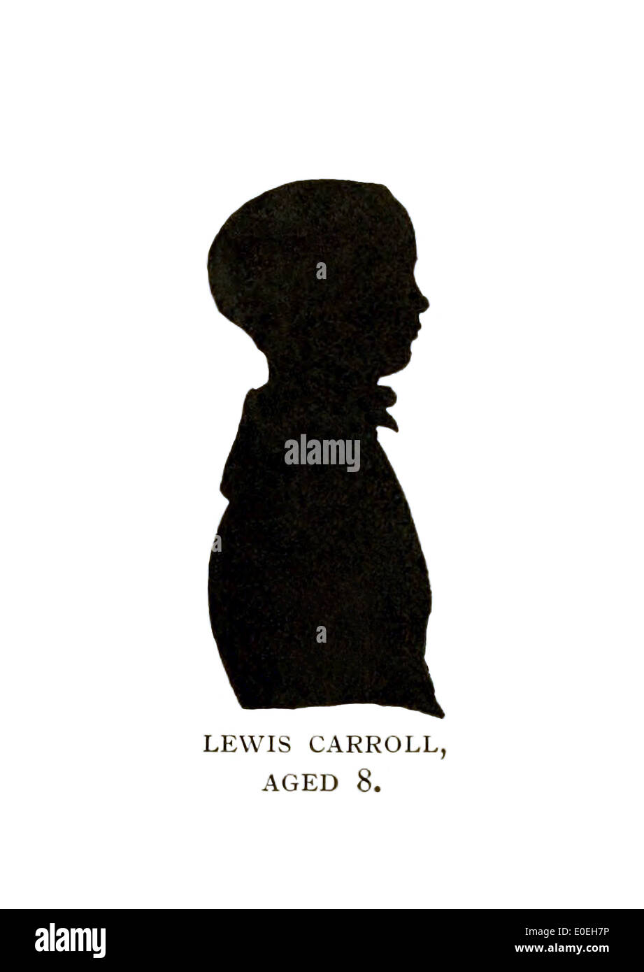 Silhouette portrait of the Reverend Charles Lutwidge Dodgson (1832-1898),  better know as Lewis Carroll in 1840 aged 8. Stock Photo