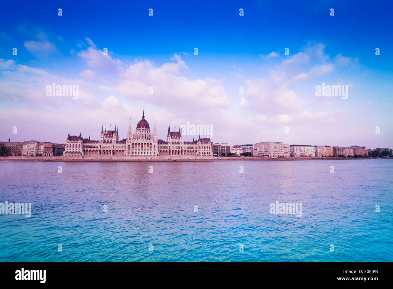 Straight view of Parliament in Budapest. Hungary Stock Photo