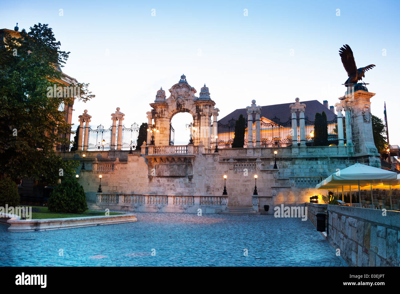 View of Royal Palace, Habsburg Gate in Budapest Stock Photo