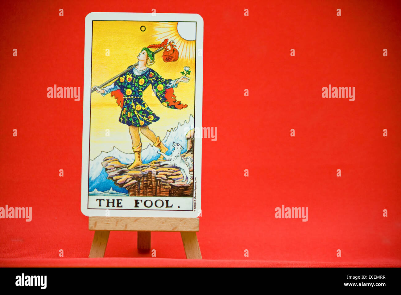 The Fool. A major arcana card from a tarot deck of cards. Stock Photo