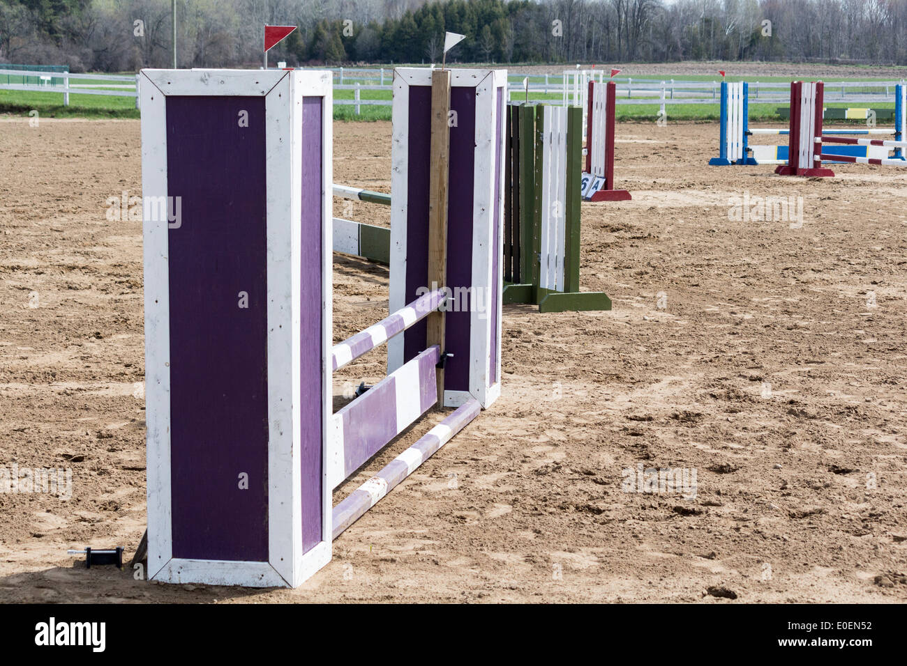 Set of horse jumps in show ring at a local horse schooling show. Stock Photo