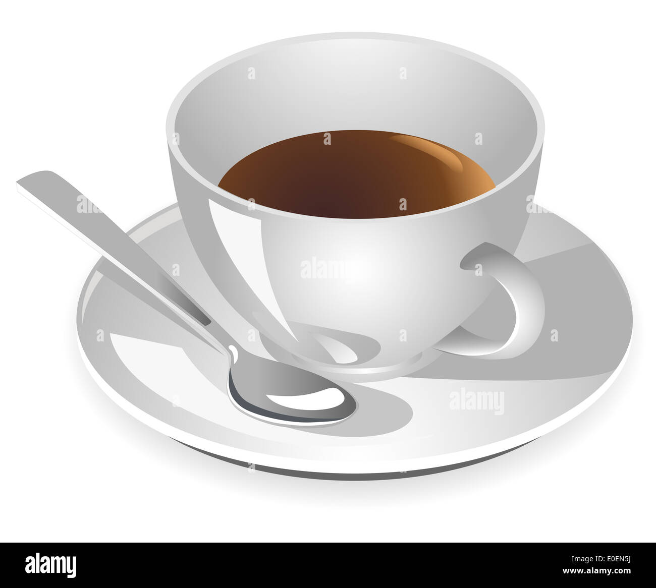 cup of coffee with a dish and spoon Stock Photo - Alamy