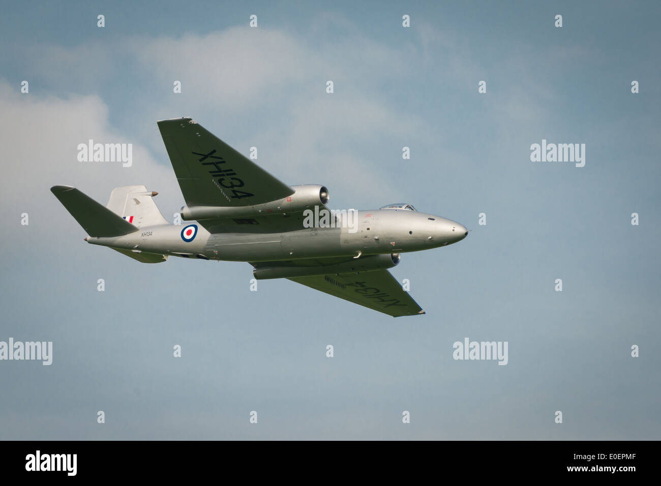 Vintage, restored, English Electric Canberra PR9 in flight at Abingdon Air Show UK. May 2014 Stock Photo