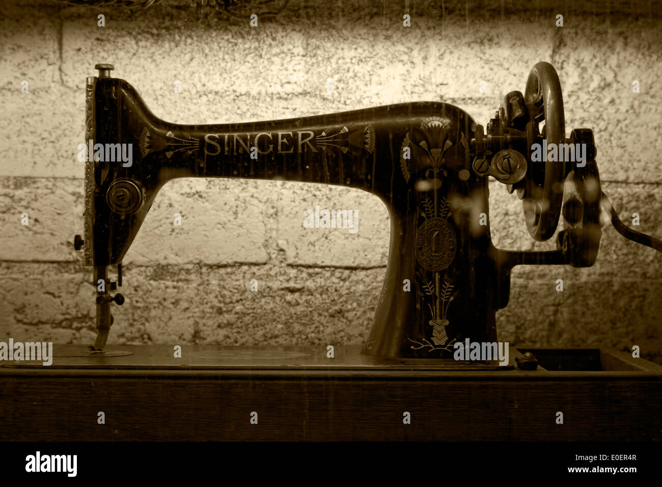 Sewing machine window display, Allsaints clothing store, Chicago