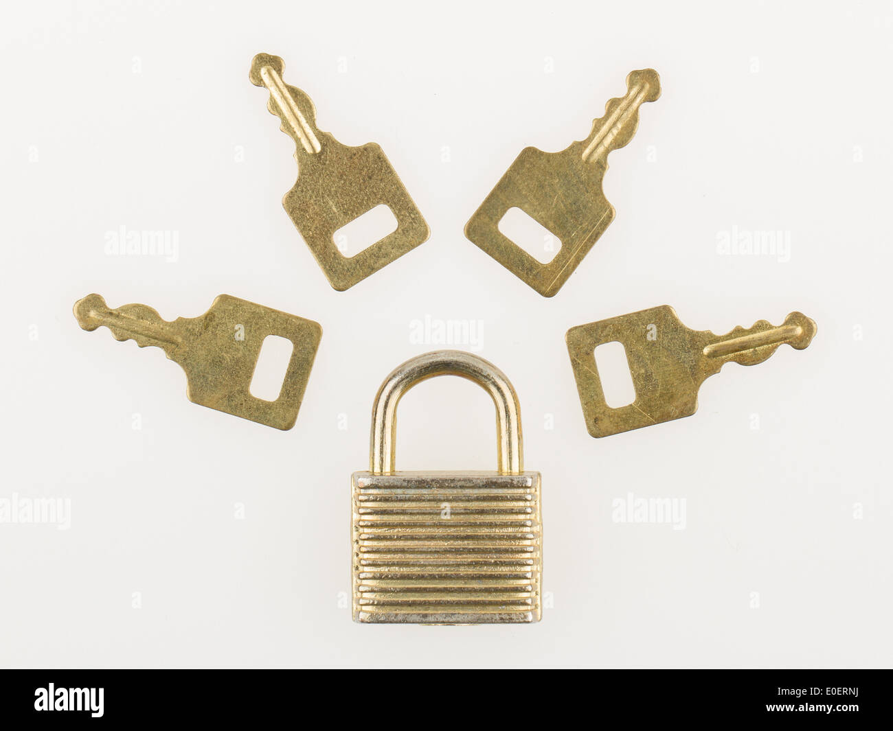 Closed padlock and keys isolated on white background Stock Photo - Alamy
