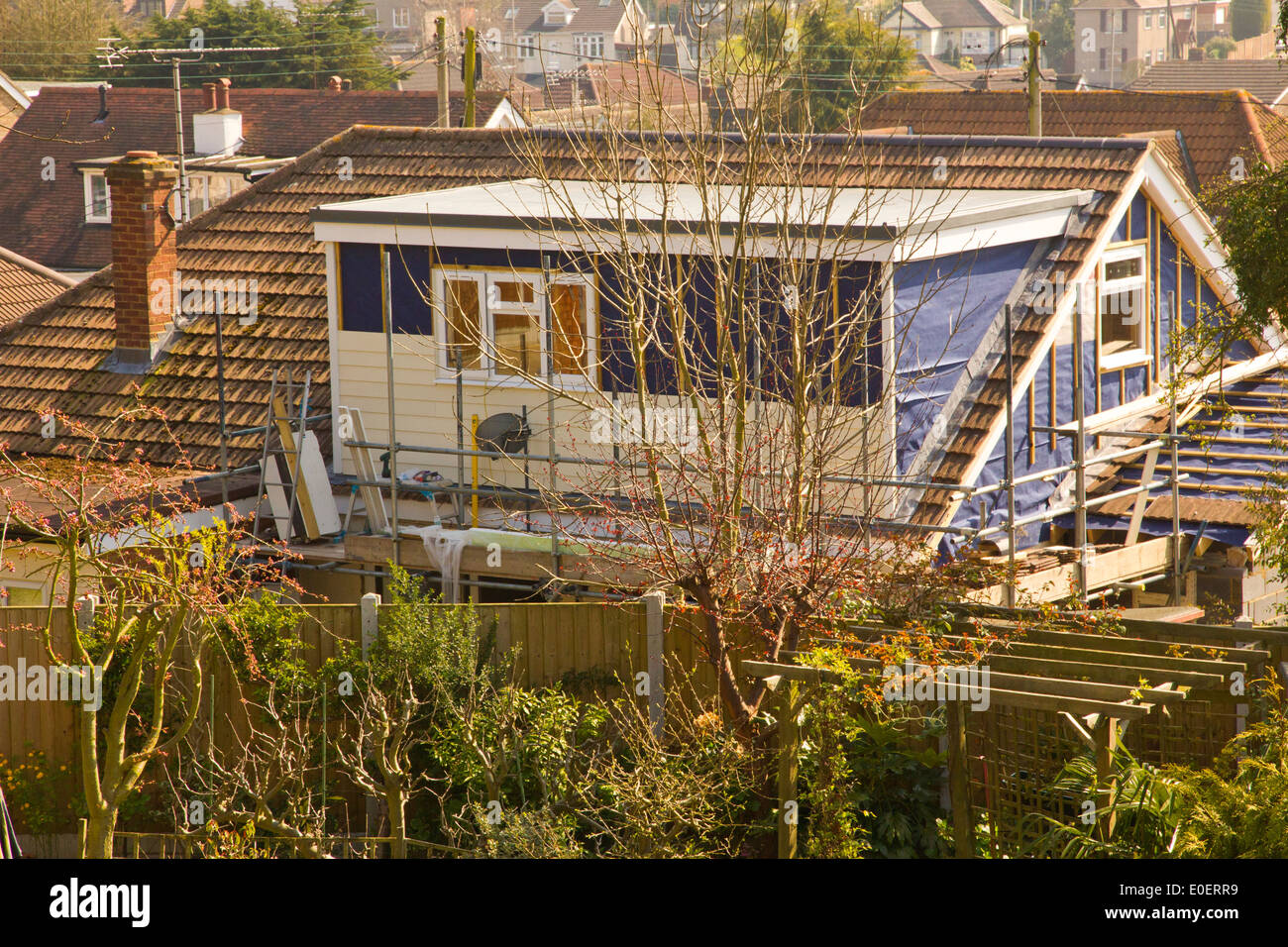 Bungalow extension, home extension building work Stock Photo Alamy