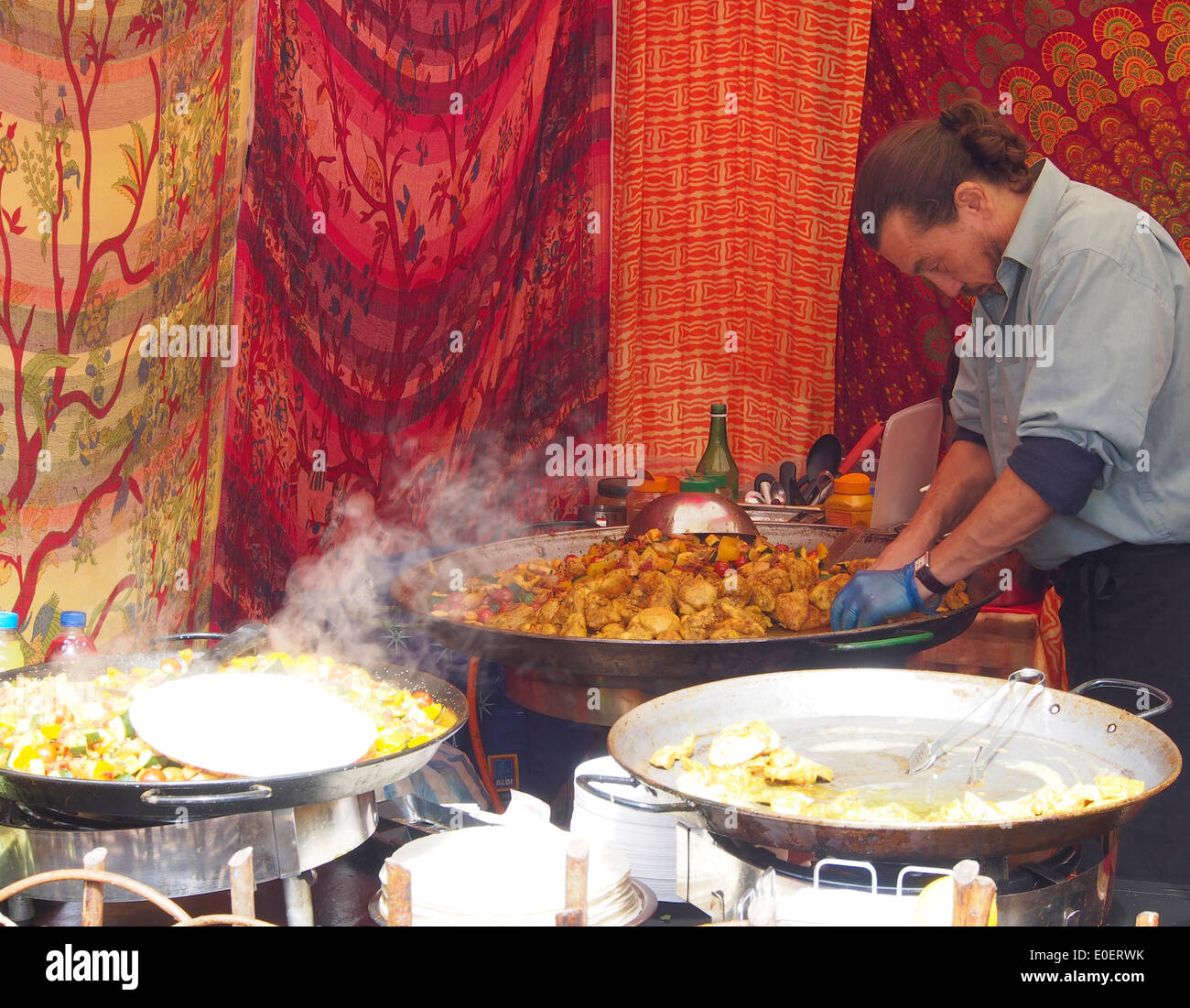 Chorley, Lancashire, UK. 11th May, 2014. Cooking and preperation at the first ever food festival in Chorley. Credit:  Sue Burton/Alamy Live News Stock Photo