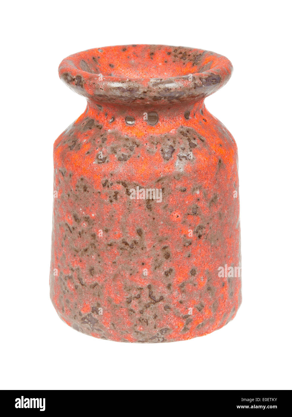 Old red vase from clay, the handwork, isolated on a white background Stock Photo