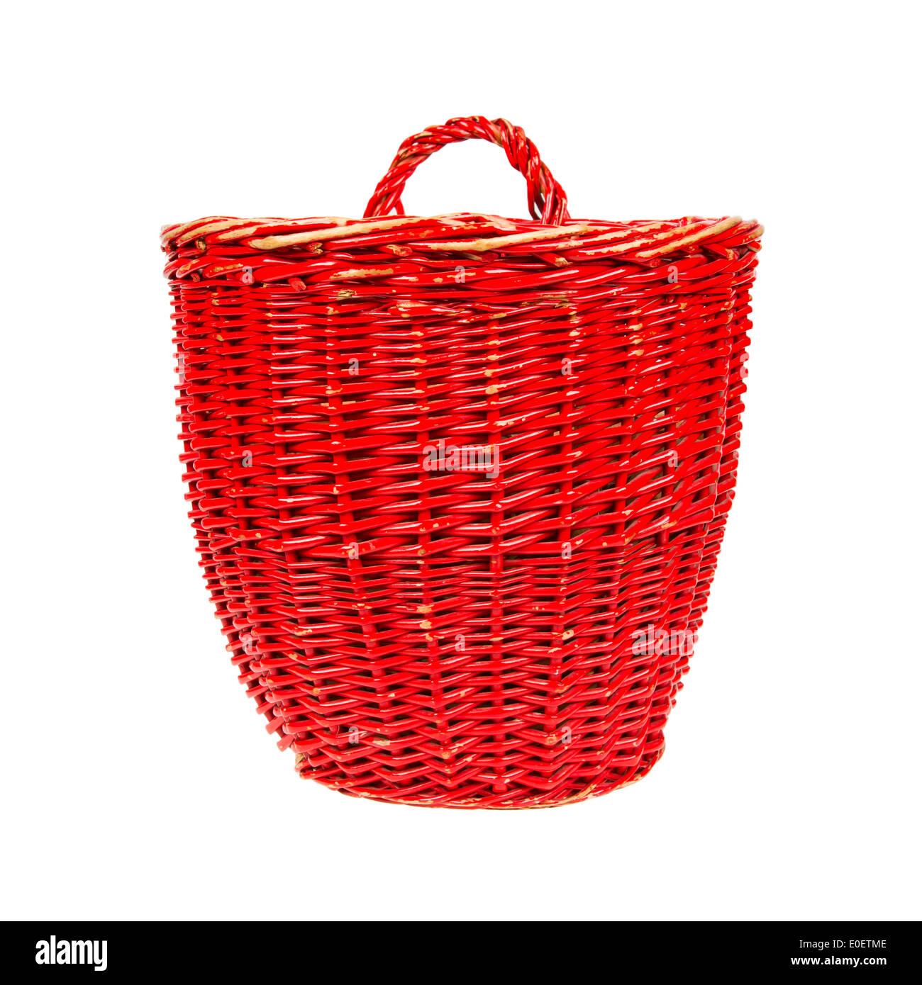 Very old red basket, isolated on white Stock Photo Alamy