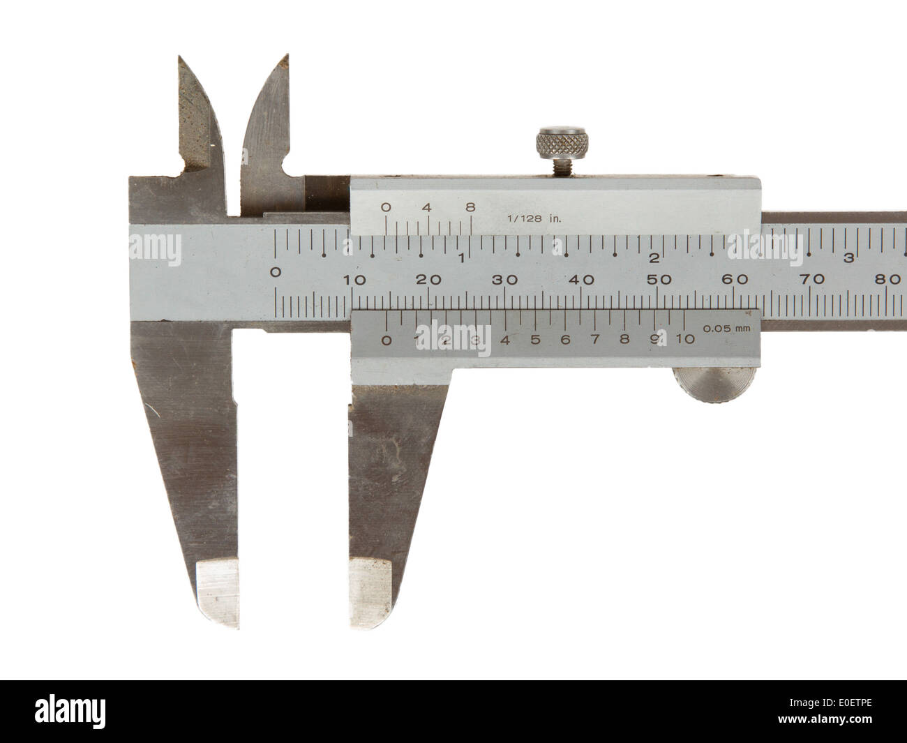 Old used caliper (an instrument for measuring) isolated on white Stock Photo