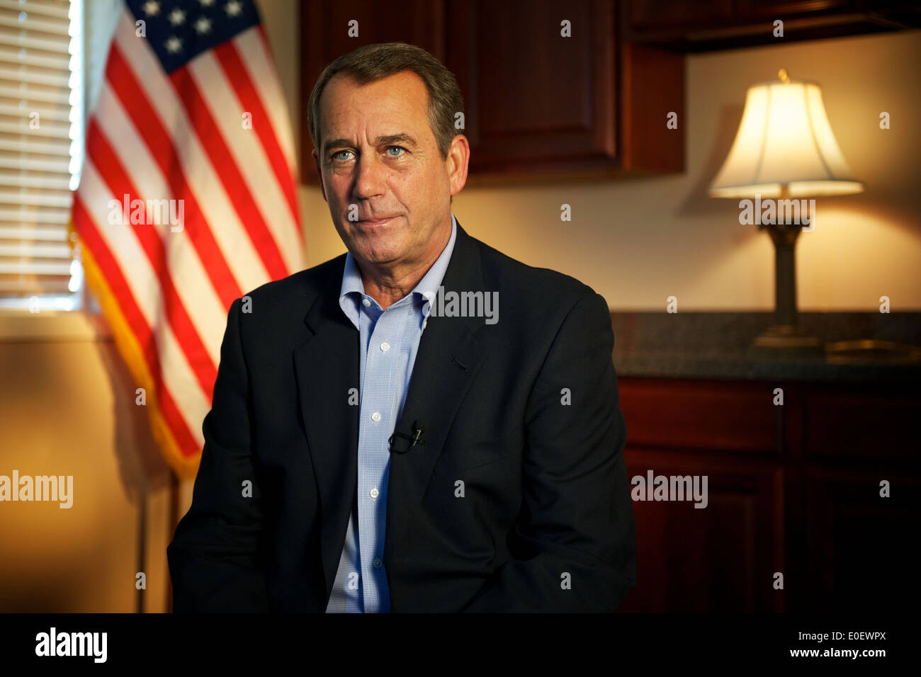 US House Minority Leader Rep. John Boehner delivers the weekly Republican Radio Address October 27, 2010 in Washington, DC. Stock Photo