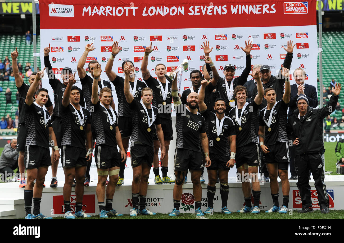 London Uk 11th May 14 The New Zealand Sevens Team All Blacks Stock Photo Alamy