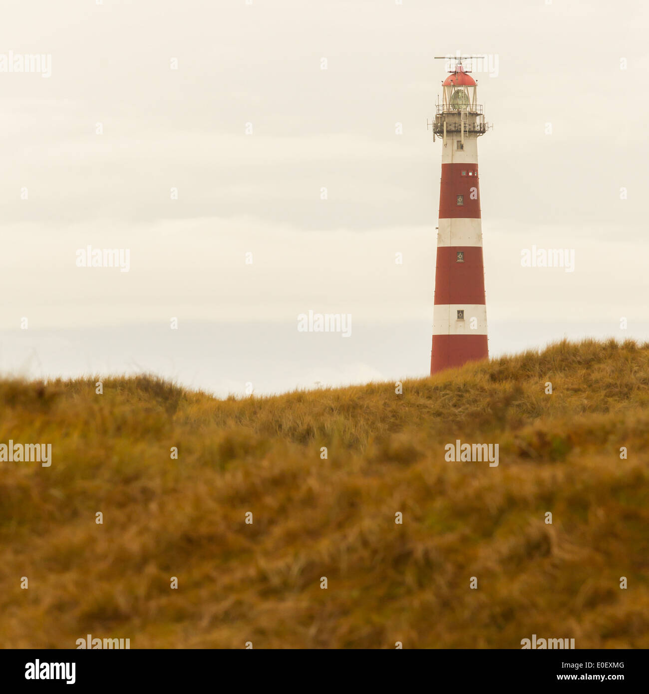 Red and white lighthouse on the dutch isle of Ameland, Holland Stock ...