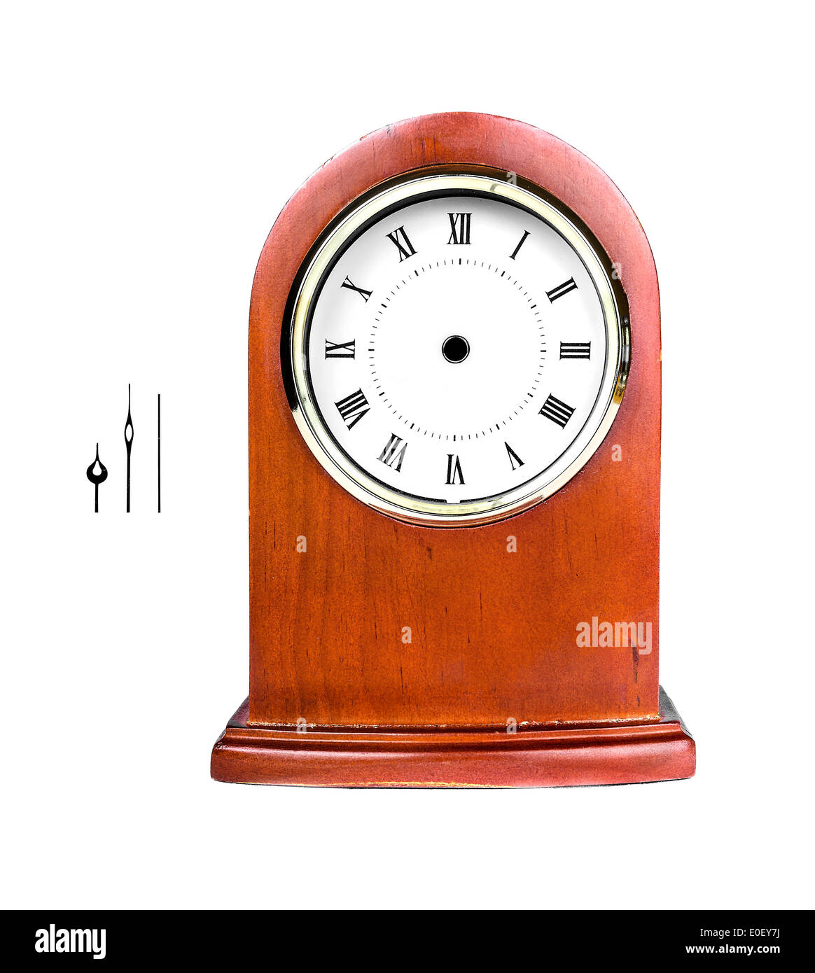 Desktop wooden clock isolated on white background Stock Photo Alamy