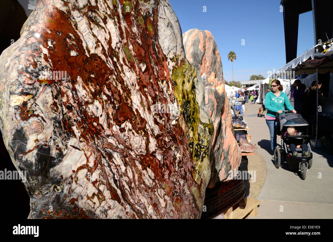The annual Tucson Gem and Mineral Show draws vendors and buyers from around the world in Tucson, Arizona, USA. Stock Photo