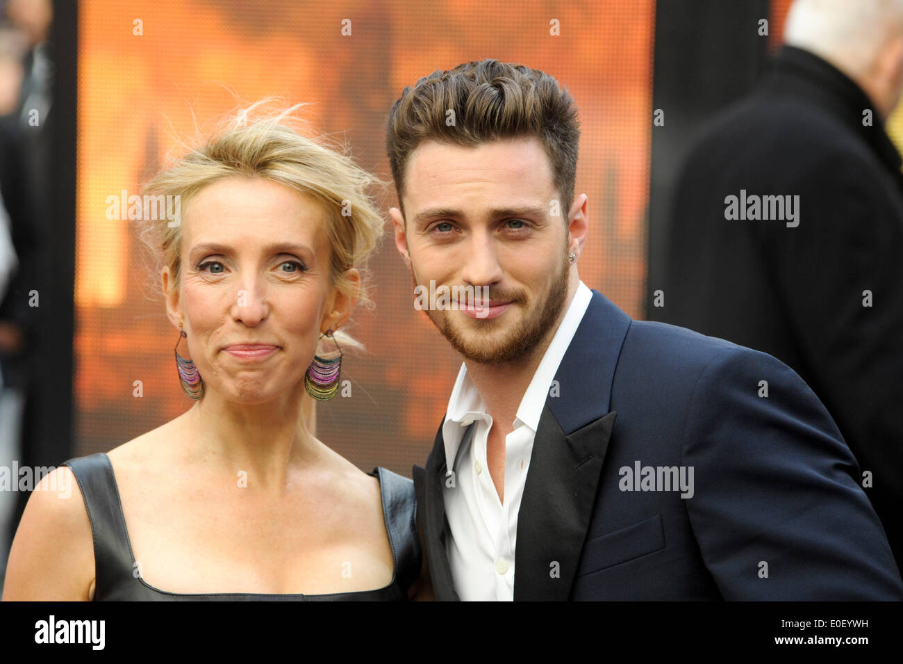 Sam Taylor-Wood and Aaron Taylor-Johnson attends the GODZILLA EUROPEAN PREMIERE on 11/05/2014 at ODEON Leicester Square, London. Persons pictured: Sam Taylor-Wood, Aaron Taylor-Johnson. Picture by Julie Edwards Stock Photo