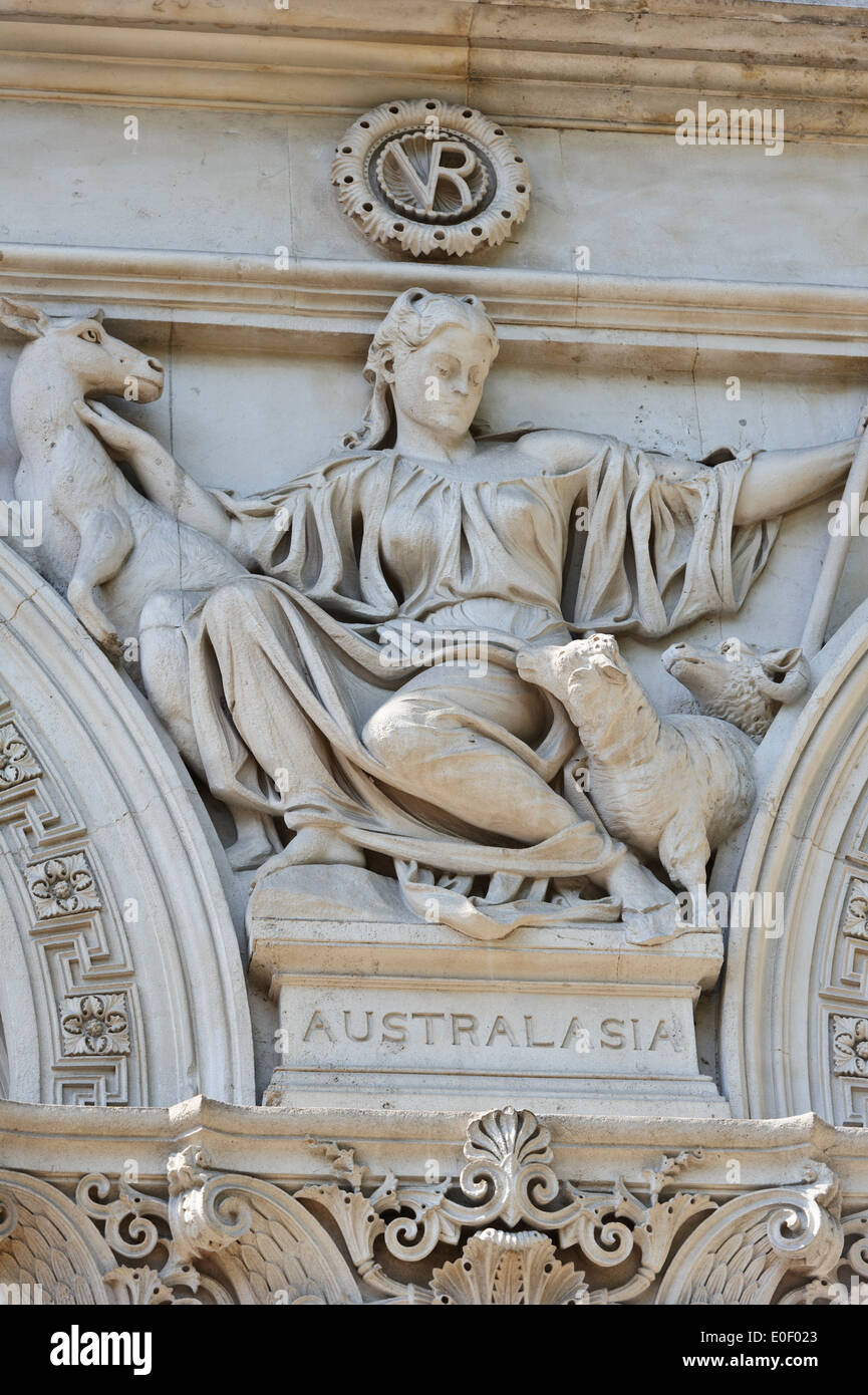 Decorative sculptures illustrates Home and Colonial concerns on the