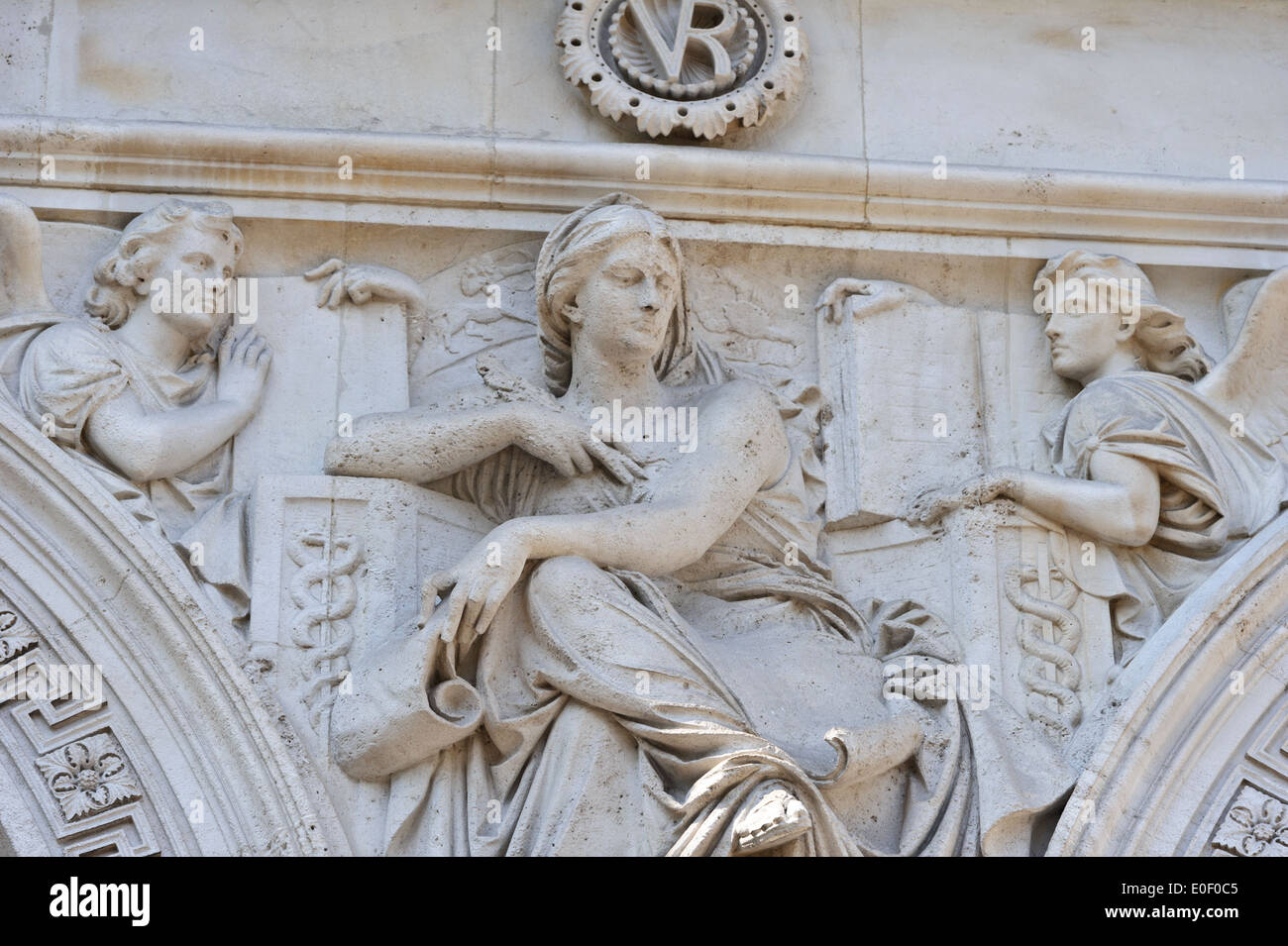 Decorative sculptures illustrates Home and Colonial concerns on the