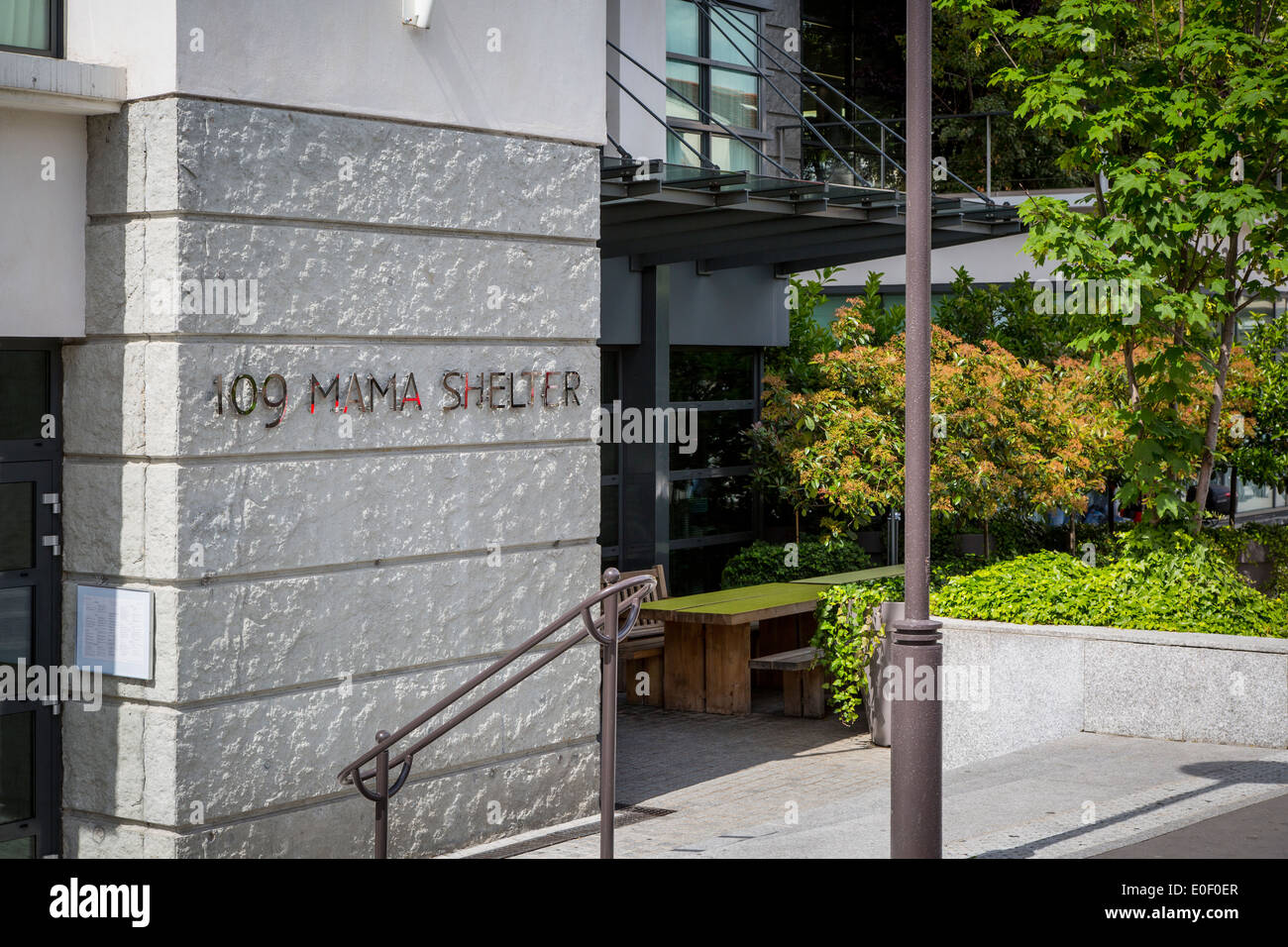 Front of Mama Shelter Hotel in the 20th Arrondissement, Paris, Ile-de-France, France Stock Photo
