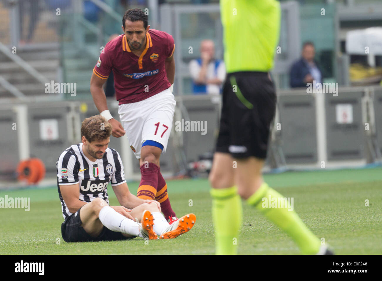 Rome, Italy. 11th May, 2014. Mehdi Benatia of AS Roma and Fernando Llorente of Juventus FC during the Serie A match between AS Roma and FC Juventus on May 11, 2014, at Rome's Olympic Stadium. Credit:  Manuel Romano/NurPhoto/ZUMAPRESS.com/Alamy Live News Stock Photo