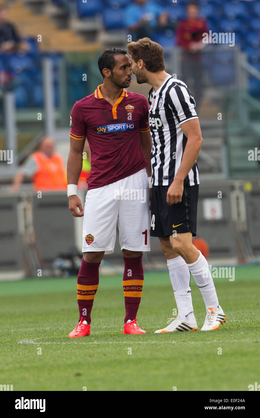 Rome, Italy. 11th May, 2014. Mehdi Benatia of AS Roma and Fernando Llorente of Juventus FC during the Serie A match between AS Roma and FC Juventus on May 11, 2014, at Rome's Olympic Stadium. Credit:  Manuel Romano/NurPhoto/ZUMAPRESS.com/Alamy Live News Stock Photo