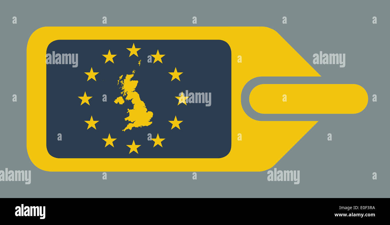United Kingdom European luggage label or tag in flat web design colors. Stock Photo