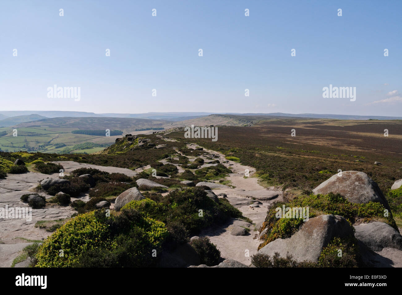 Stanage Edge in the Peak District, Derbyshire England, English National Park. Moorland landscape Stock Photo