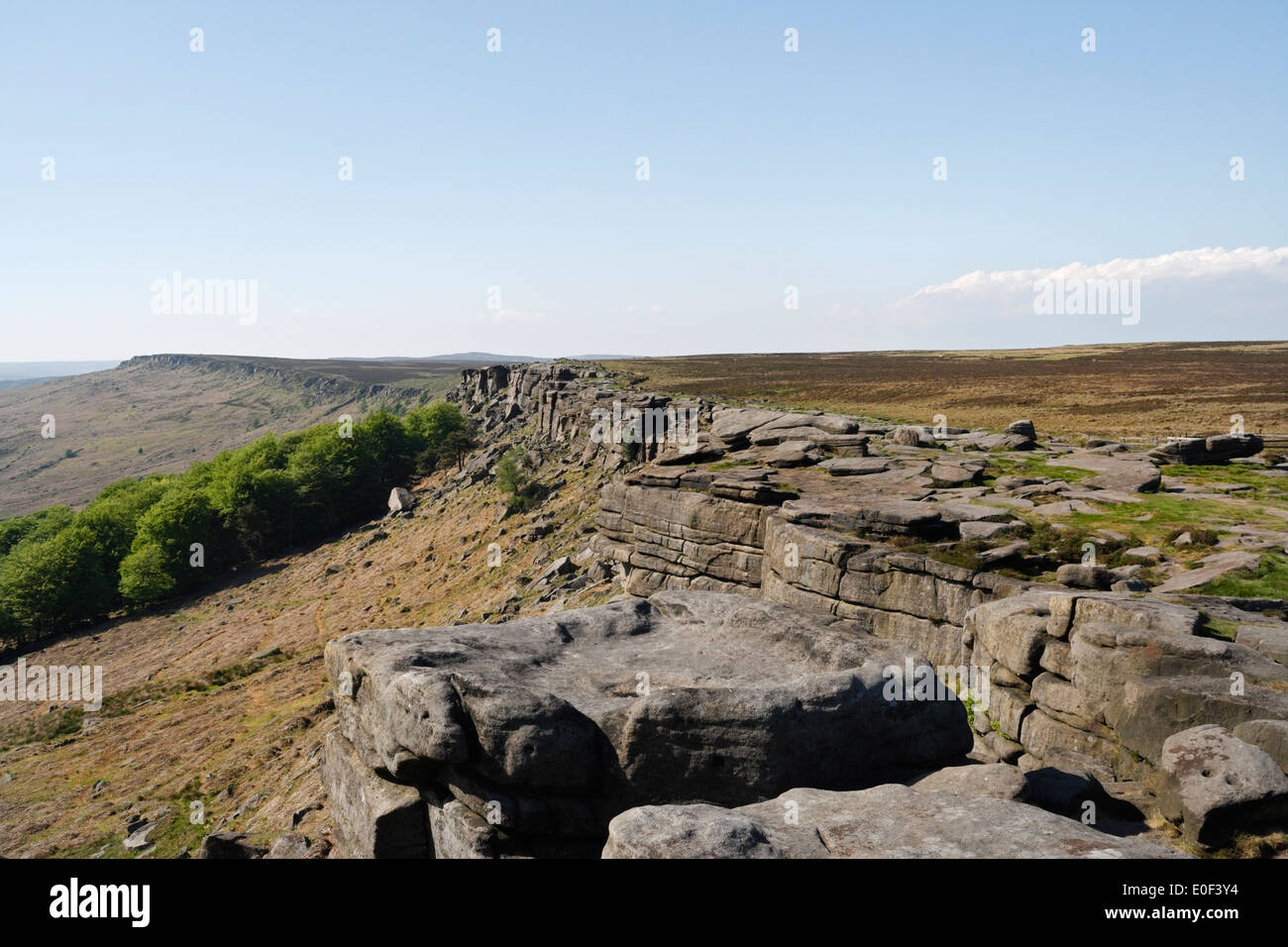 Stanage Edge in the Peak District, National Park Derbyshire England UK, English Moorland landscape. British countryside outdoors scenic view Stock Photo