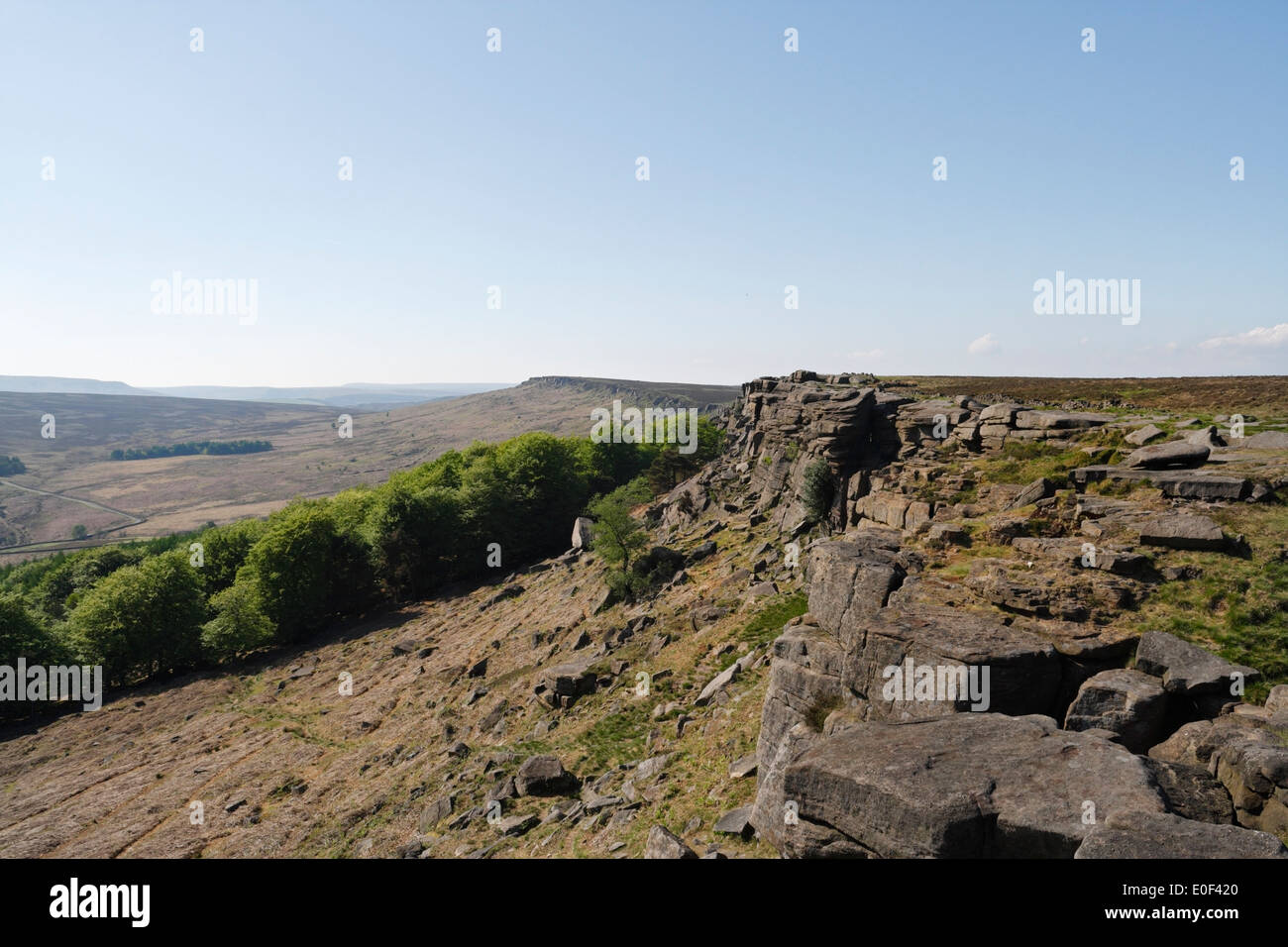 Stanage Edge in the Peak District, Derbyshire England, Moorland landscape national park, scenic view, British countryside Stock Photo