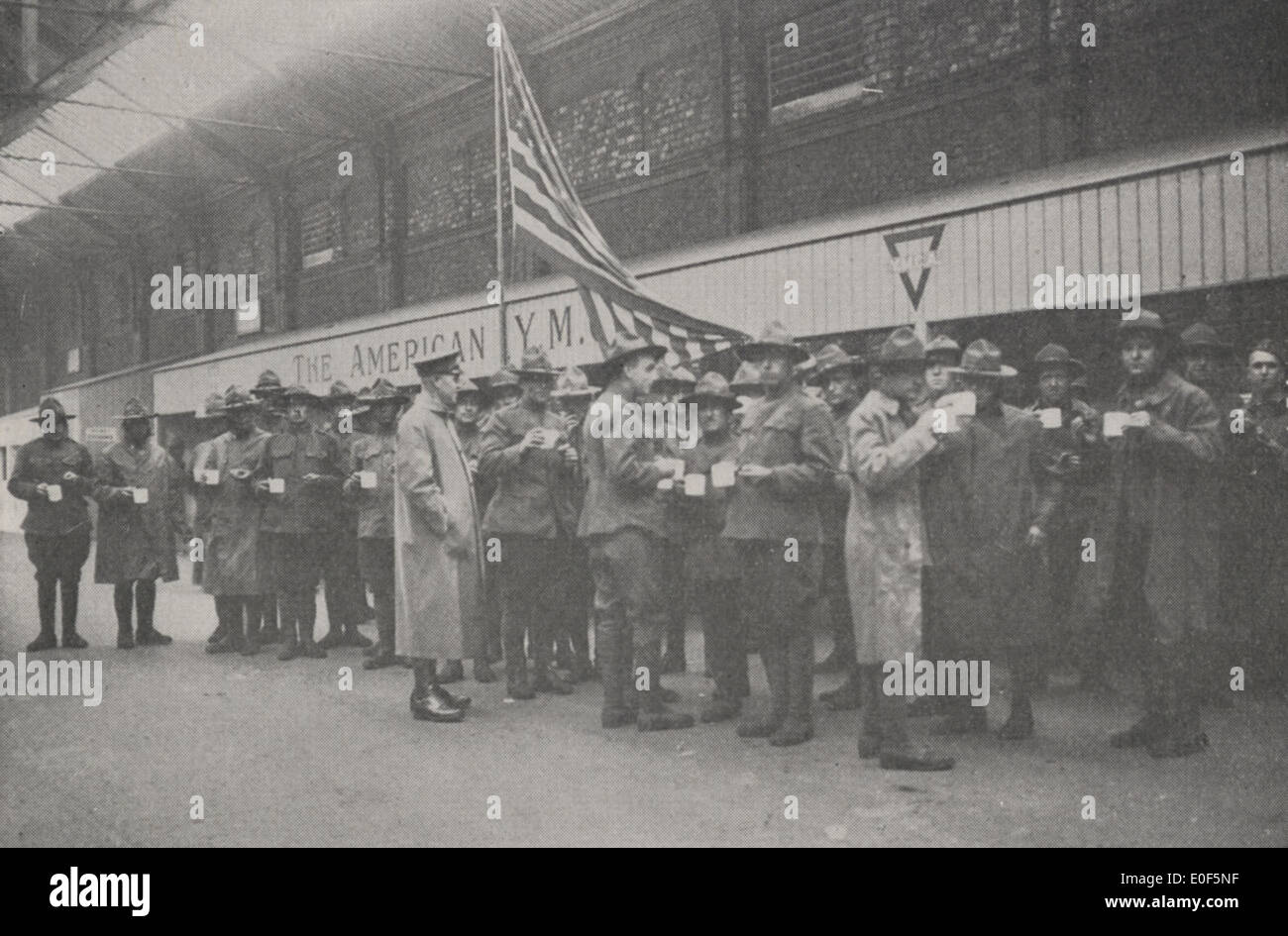 World War I Soldiers' Reception at the American Y.M.C.A. in Liverpool, 1918 Stock Photo