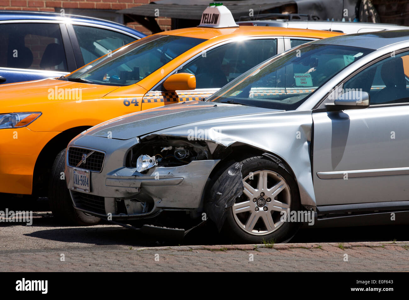 Car with front end collision damage USA Stock Photo Alamy