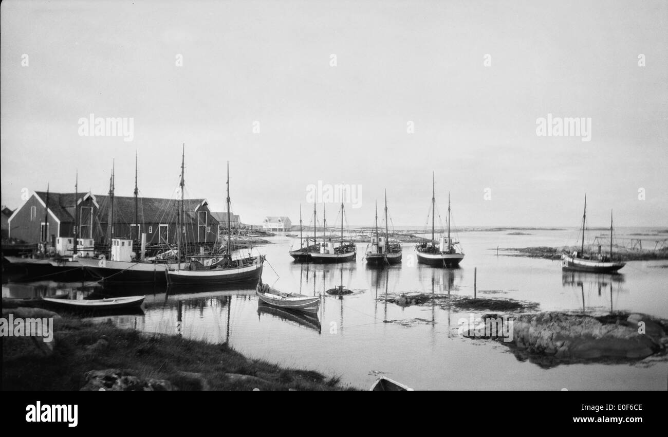 The harbour at Veiholmen, 1923. Stock Photo