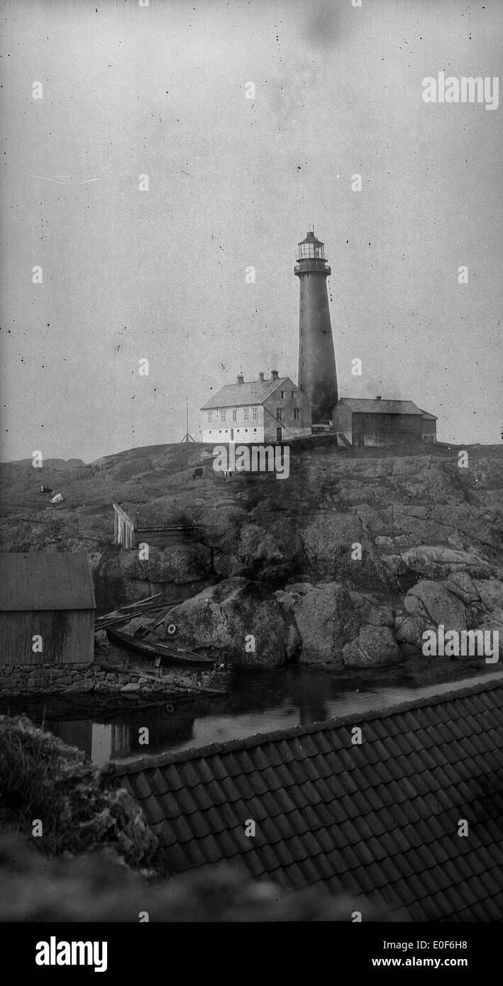 Utvær lighthouse, 1913. Stock Photo