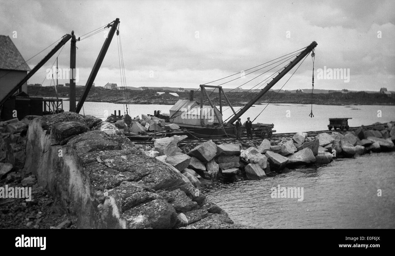 Åkrahamn mole, construction work. Ca. 1918-1920. Stock Photo