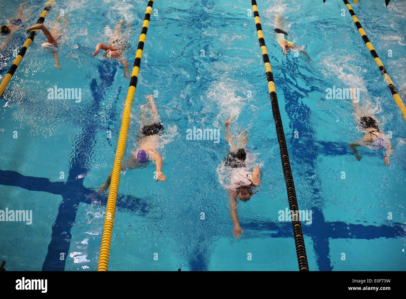 swim laps in a small pool