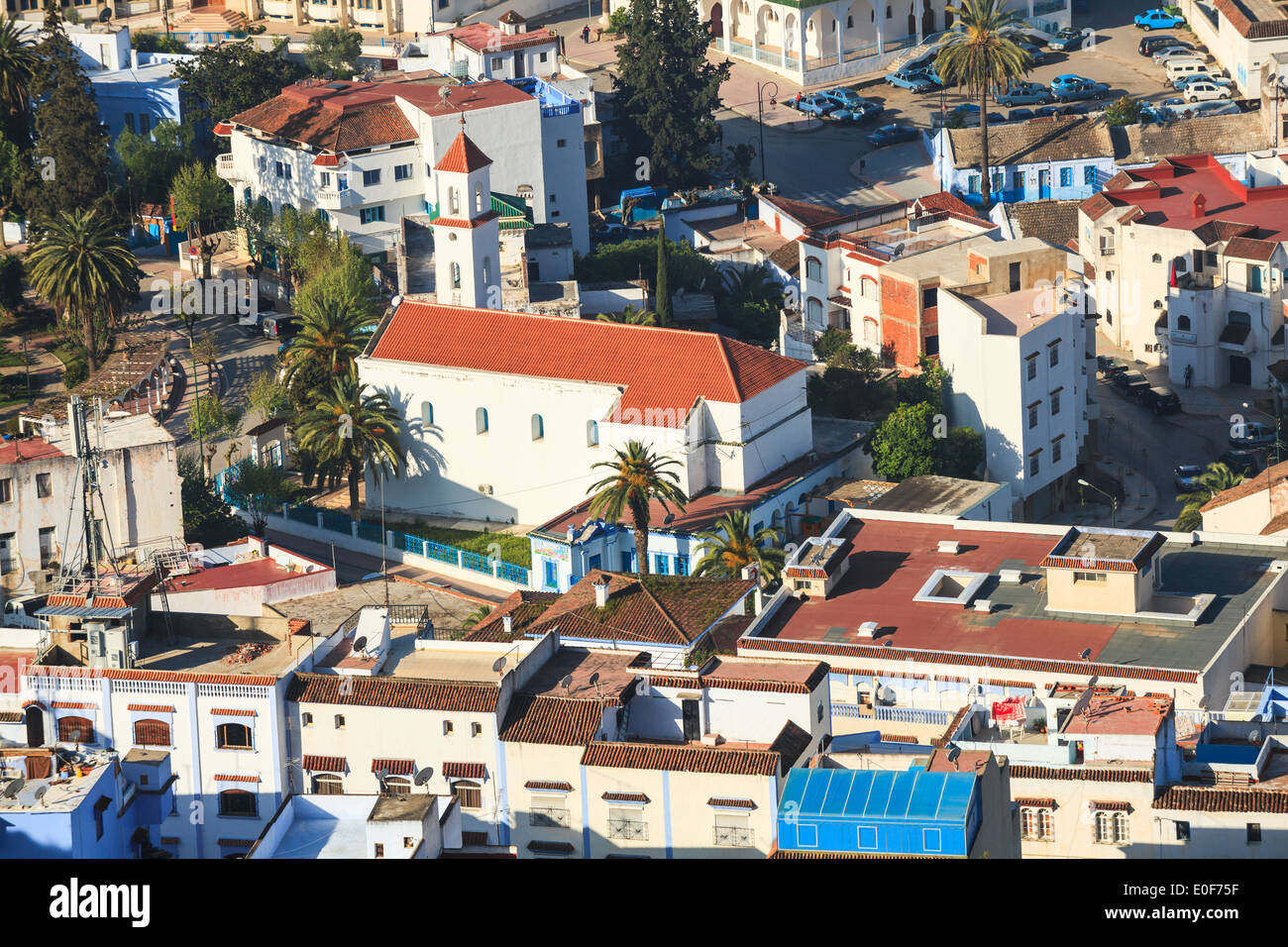 Aerial view of chefchaouen in morocco Stock Photo