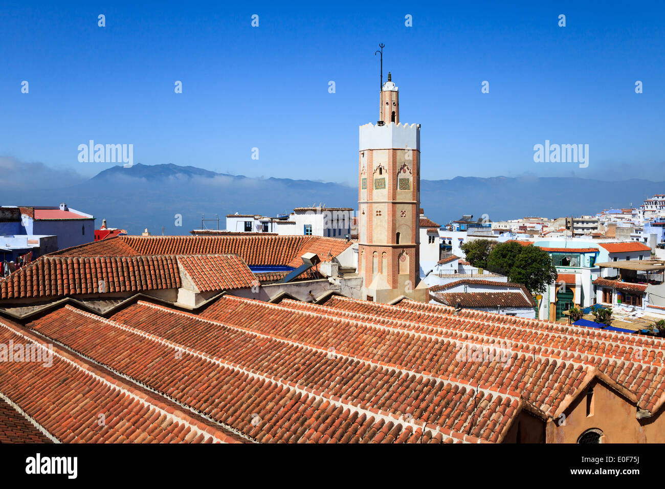 View of chefchaouen from the kasbah, morocco Stock Photo