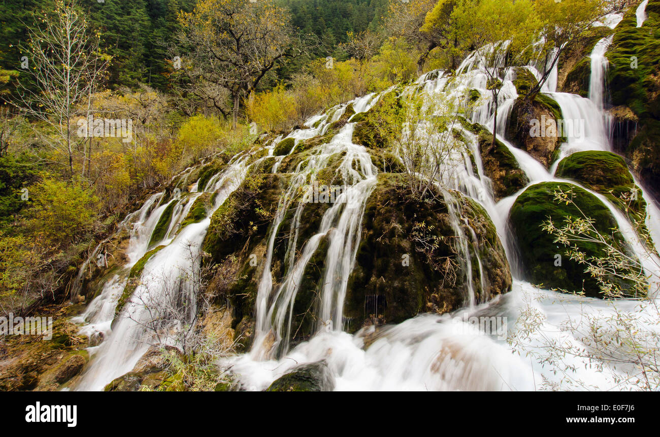Shuzheng Waterfall in Jiuzhaigou,Sichuan China Stock Photo